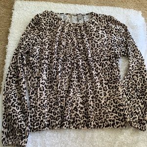 NWOT Pleated Animal Print Blouse